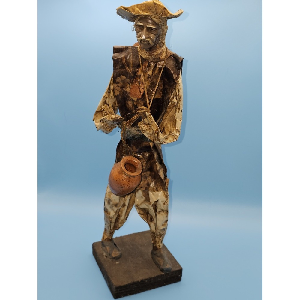 Vintage‎ Mexican Paper Mache Figure Peasant  Folk Art 13 Inch